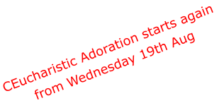 CEucharistic Adoration starts again  from Wednesday 19th Aug